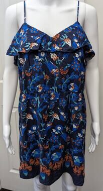 Tibi Dress Size 10 Silk Floral Ruffle Top Romcomcore Dinner Date Night Party